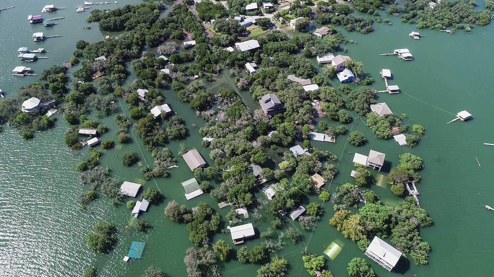 Flooded homes. Be careful after a storm when examining flooded water-damaged electrical equipment. Courtesy of FEMA