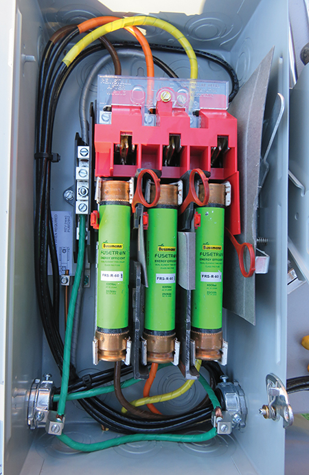 Photo 13. Equipment grounding conductor installed and raceways bonded. The raceway on the right requires service grade bonding, and in this example the conductor was appropriately sized per Table 250.102(C)(1)