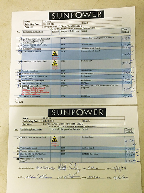 Photo 18. Appropriate, well-organized switching procedure