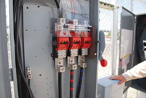 Photo 3. Combined utility-required disconnect and ac PV system disconnect on a 250 kW PV system.