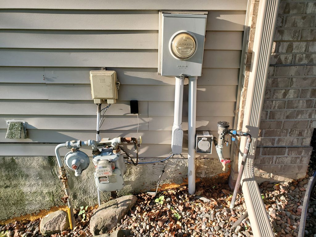 Figure 3. Exterior view of traditional utility connections. Courtesy of Maple Grove Fire Chief Tim Bush