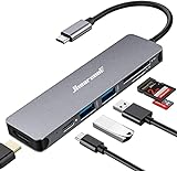 Hiearcool USB C Hub, USB C Multi-Port Adapter for MacBook Pro, 7 in 1 USB C to HDMI Hub Dongle Compatible for USB C Laptops and Other Type C Devices (4K HDMI USB3.0 SD/TF Card Reader 100W PD)