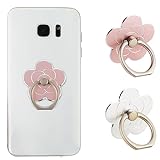 Sibba 2pcs Phone Ring Holder Kickstand Cellphone Flower Finger Ring Grips Stand Metal Universal Accessories Compatible with Smartphone, Mobile Phones, Phone case (Silver, Rose Gold)