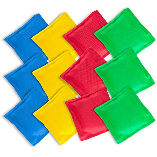 Super Z Outlet Nylon Cornhole Bean Bags Toy Set Sack Hand Toss Games Weights for Kids (5' x 5' Assorted Colors) (12 Pack)