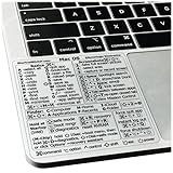 SYNERLOGIC Mac OS (Ventura/Monterey/Big Sur/Catalina/Mojave) Keyboard Shortcuts, M1/M2/Intel No-Residue Clear Vinyl Sticker, Compatible with 13-16-inch MacBook Air and Pro