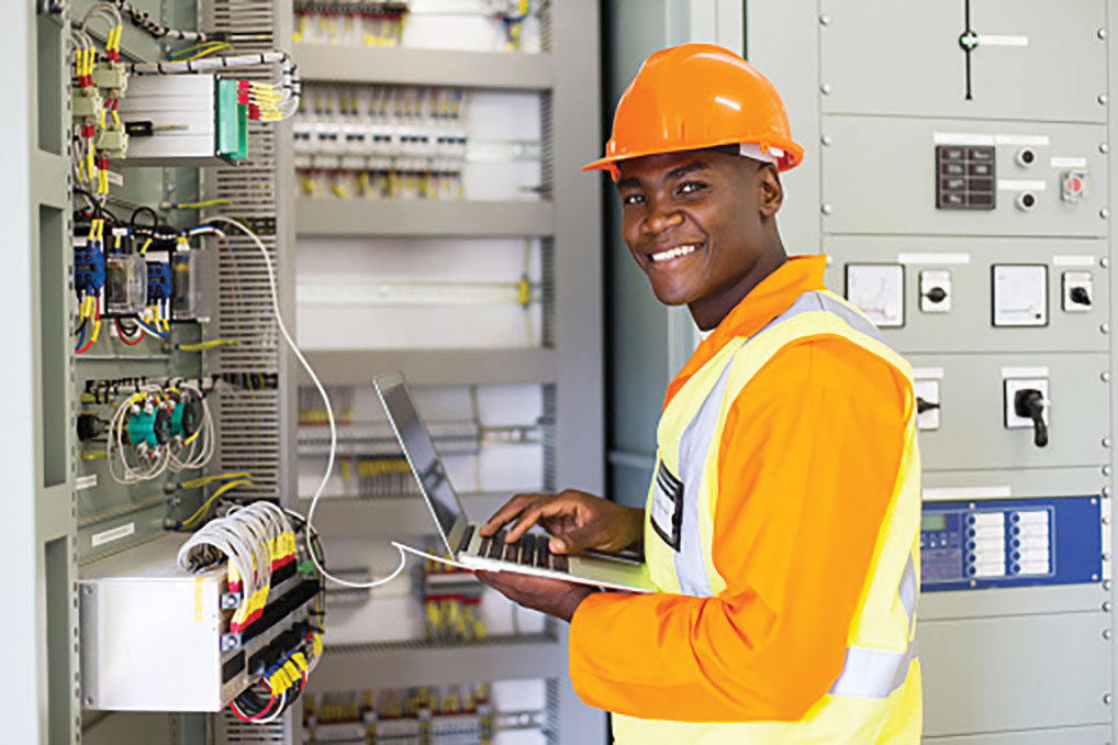 New electrical worker learning the trade.