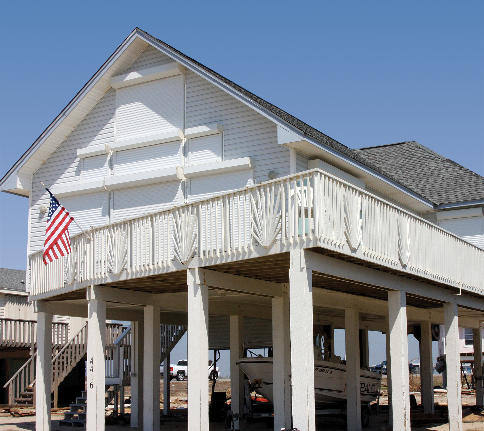 mitigation ideas for reducing flood loss, such as this raised electrical panel in an oceanfront house.