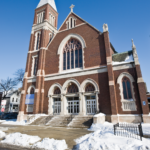 Old church using snow melt systems in sidewalks